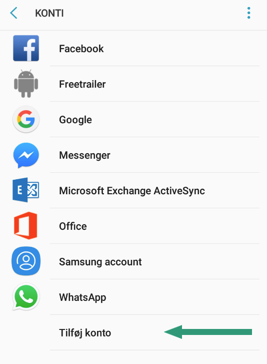 Tilføj konto-valget i Android